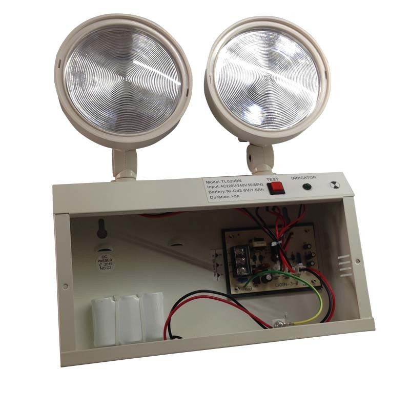2W Twin Spot LED Notlicht mit Stahlgehäuse und Ni-Cd-Batterie für 3 Stunden Dauer