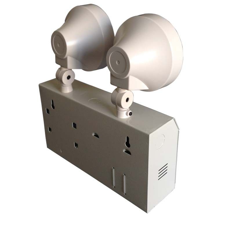 2W Twin Spot LED Notlicht mit Stahlgehäuse und Ni-Cd-Batterie für 3 Stunden Dauer