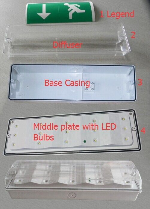 Wiederaufladbare wasserdichte Notlicht 3W LED Nasse Lage Außen ABS Gehäuse IP65 L102M