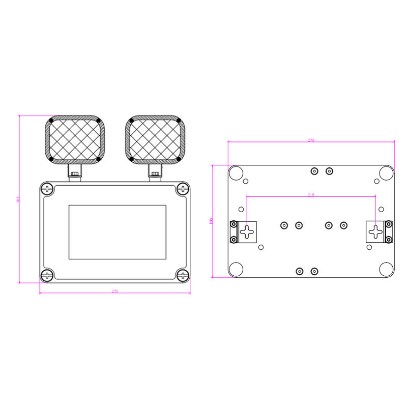 12W Twin Spot LED Notbeleuchtung IP65 Wasserdicht 6500K Kaltweiß 3 Stunden Laufzeit