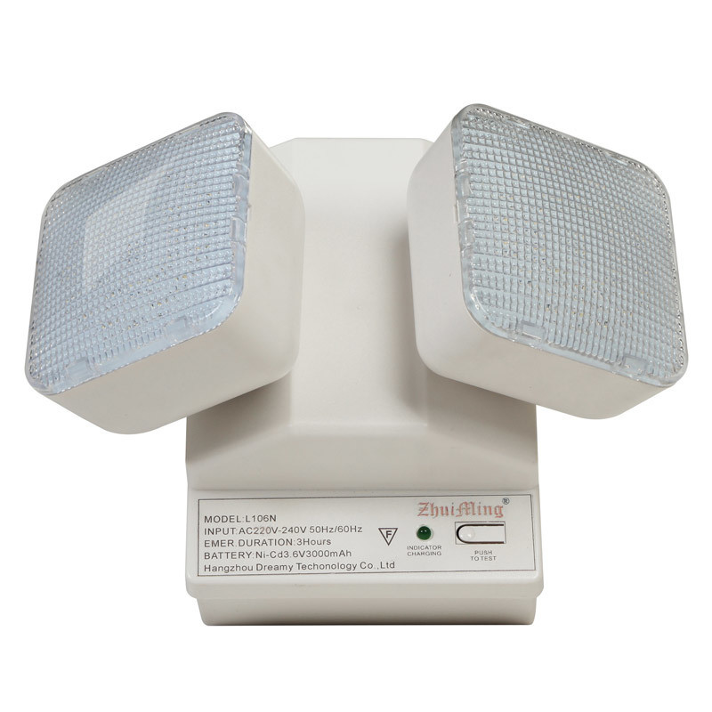 6W Twin Spot LED Notbeleuchtung 6500K 3,6V 3,0Ah Ni-Cd Akku PC-Gehäuse IP20