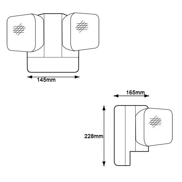 6W Twin Spot LED Notbeleuchtung 6500K 3,6V 3,0Ah Ni-Cd Akku PC-Gehäuse IP20
