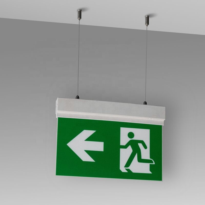 3 Stunden wiederaufladbar, batteriebetrieben, doppelseitiges Notausgangsschild mit 15 weißen SMD-LEDs und Li-Ionen-Akku