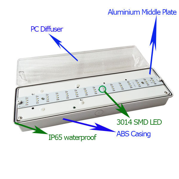 Batteriebetriebene, selbsterkennende, wasserdichte Notbeleuchtung für den Außenbereich, IP65, für feuchte Standorte, wiederaufladbar, EL030AN